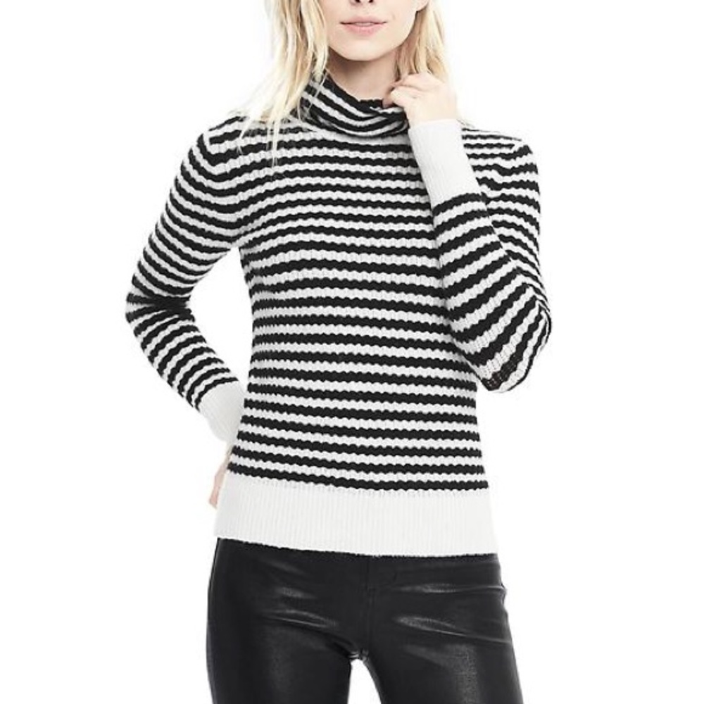 Banana Republic NEW Stripe Aire Yarn Wool Blend Turtleneck